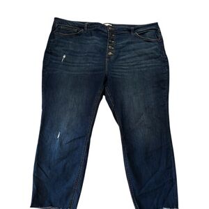 Lauren Conrad Button-Fly Jeans Dark Wash Distressed Size 22W